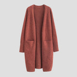 Long Open Front Cardigan with Patch Pockets for Everyday Casual Wear