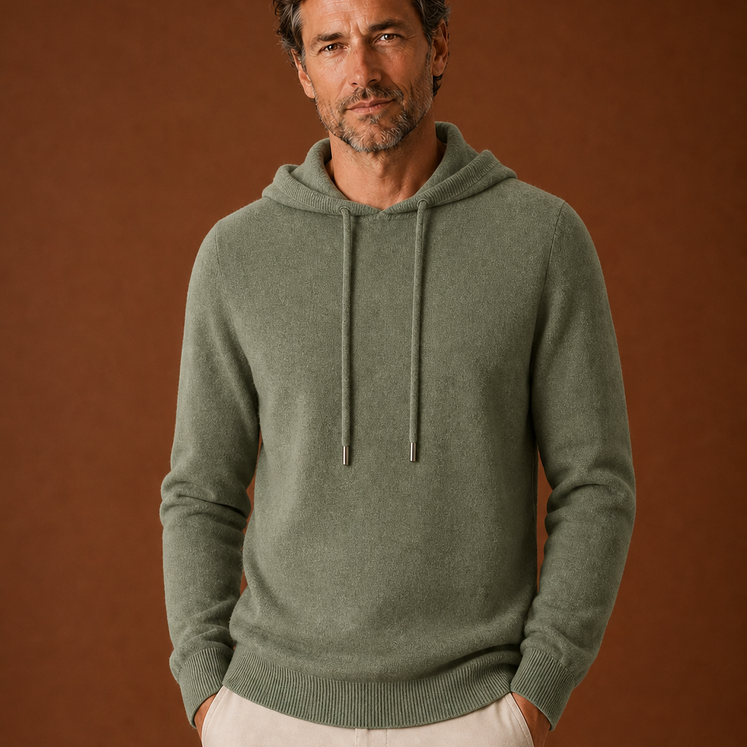 Hooded Knit Sweater with Drawstring