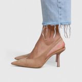 Pointed-Toe Slingback Pumps with Stiletto Heel
