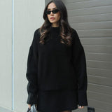 Oversized Knit Sweater Two-Piece Skirt Set