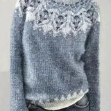 Multicolor Knit Sweater with Crew Neck