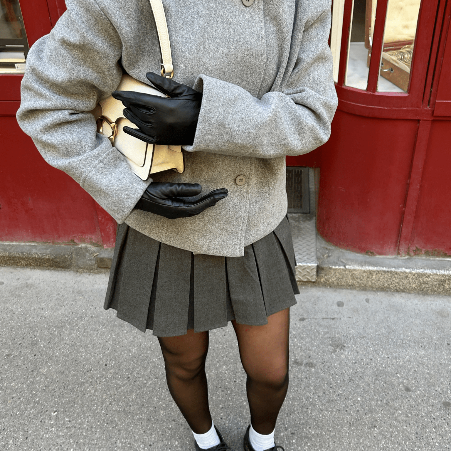 Wool Button Front Jacket with Stand Collar