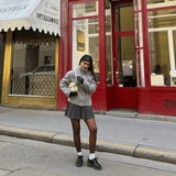Wool Button Front Jacket with Stand Collar