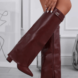 Knee High Boots with Fold Over Cuff and Pointed Toe