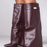 Knee High Boots with Fold Over Cuff and Pointed Toe