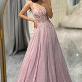 Glitter Corset A-Line Maxi Dress with Floral Applique