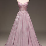 Glitter Corset A-Line Maxi Dress with Floral Applique