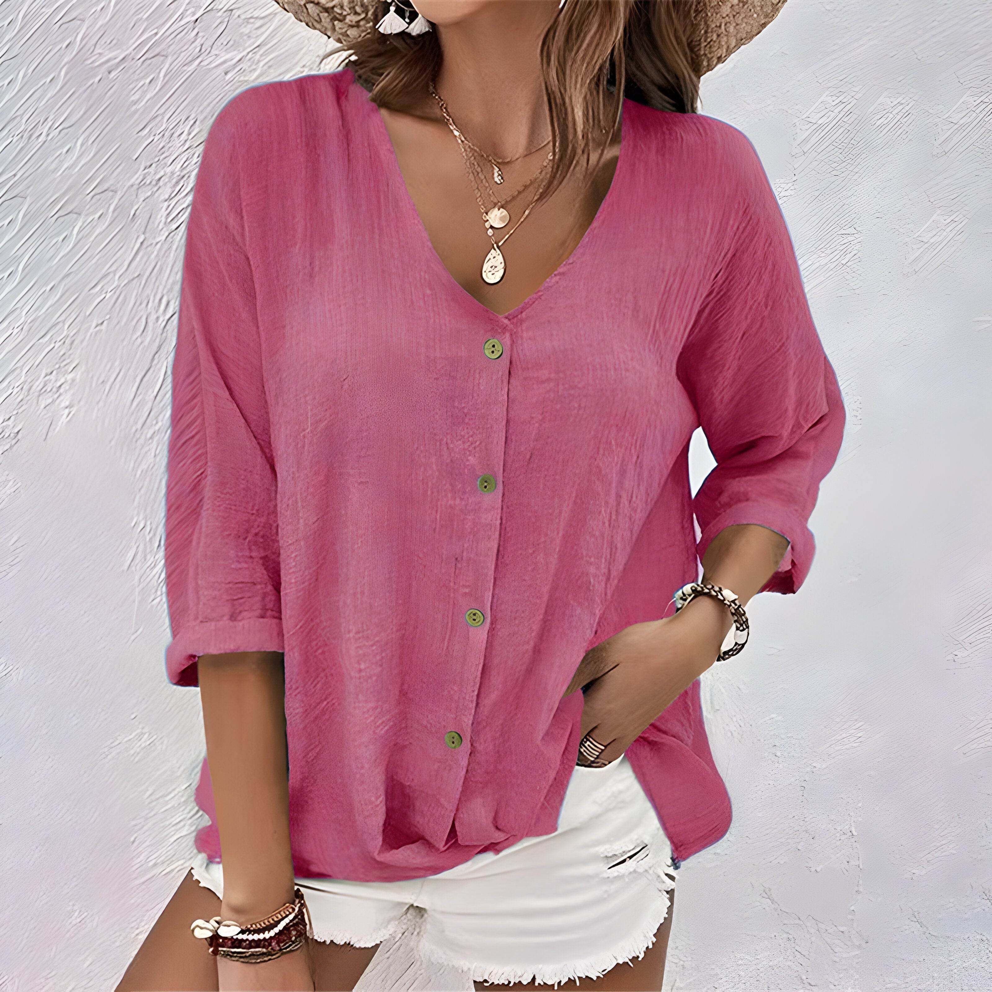 Nerina | Casual Button Blouse Women Relaxed Fit Top