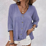 Nerina | Casual Button Blouse Women Relaxed Fit Top