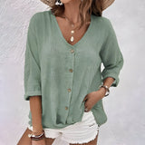 Nerina | Casual Button Blouse Women Relaxed Fit Top