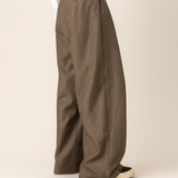 Pleated Wide-Leg Wool Trousers