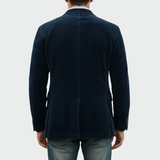Corduroy Blazer and Button Front Vest Set with Lapel Collar