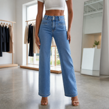 Wide-Leg Pants with Double Button and High Waist