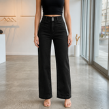 Wide-Leg Pants with Double Button and High Waist