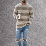 Oversized Crew Neck Striped Knit Sweater