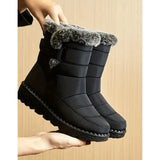 Quilted Mid-Calf Boots with Faux Fur Trim