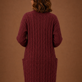 Longline Cable Knit Cardigan with Open Front