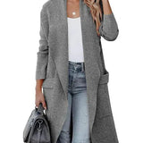 Long Cardigan with Shawl Collar and Patch Pockets