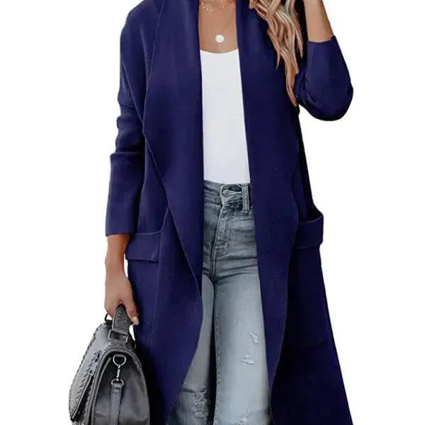 Long Cardigan with Shawl Collar and Patch Pockets