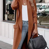 Long Cardigan with Shawl Collar and Patch Pockets