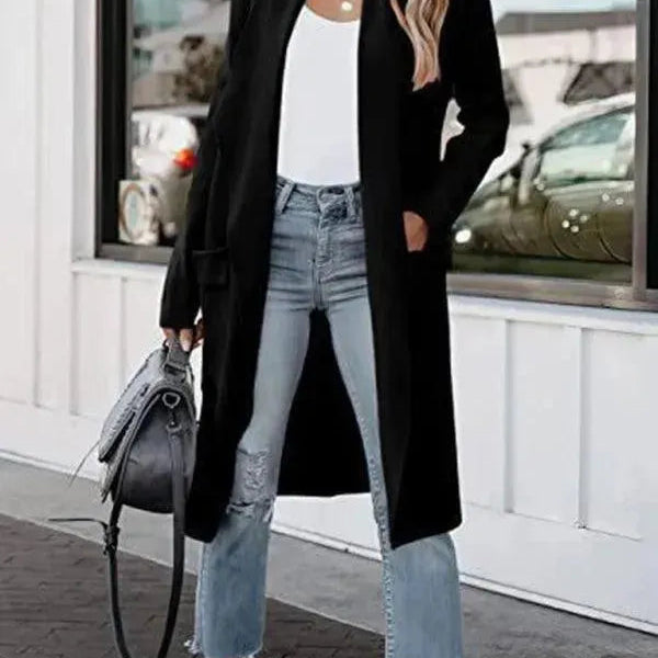 Long Cardigan with Shawl Collar and Patch Pockets