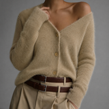 Fuzzy V-Neck Cardigan with Button Front