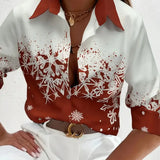 Christmas Blouse with Festive Print for Casual Wear