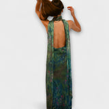 Halter Neck Floral Cut-Out Maxi Dress