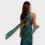 Halter Neck Floral Cut-Out Maxi Dress