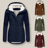 Fleece-Lined Hooded Jacket with Zip-Front Closure