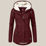 Fleece-Lined Hooded Jacket with Zip-Front Closure