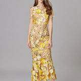Floral Embroidered Maxi Dress with Sheer Sleeves