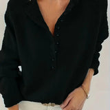 Half-Button Knit Sweater with V-Neck