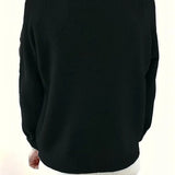Half-Button Knit Sweater with V-Neck