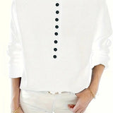 Half-Button Knit Sweater with V-Neck