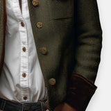 Tailored Button-Front Blazer with Flap Pockets and Stand Collar
