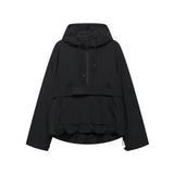 Women's Hooded Pullover Jacket with Half Zip and Front Flap Pocket