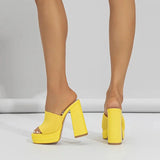 Women's High Heels with Platform Sole and Chunky Block Heel for Party Wear