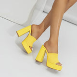 Women's High Heels with Platform Sole and Chunky Block Heel for Party Wear