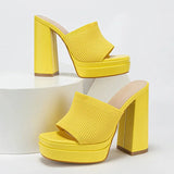 Women's High Heels with Platform Sole and Chunky Block Heel for Party Wear