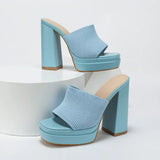 Women's High Heels with Platform Sole and Chunky Block Heel for Party Wear