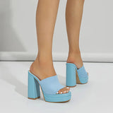 Women's High Heels with Platform Sole and Chunky Block Heel for Party Wear