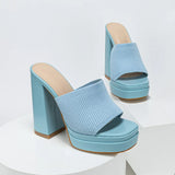Women's High Heels with Platform Sole and Chunky Block Heel for Party Wear