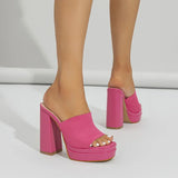 Women's High Heels with Platform Sole and Chunky Block Heel for Party Wear