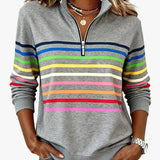 Striped Quarter-Zip Pullover with Mock Neck