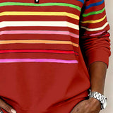Striped Quarter-Zip Pullover with Mock Neck