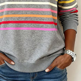 Striped Quarter-Zip Pullover with Mock Neck