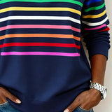 Striped Quarter-Zip Pullover with Mock Neck