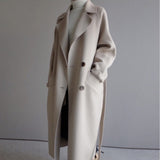 Longline Double-Breasted Wool Trench Coat