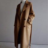 Longline Double-Breasted Wool Trench Coat